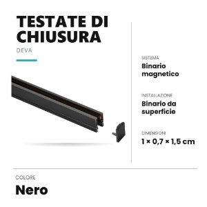 Ideal lux deva kit testate di chiusura per binario magnetico da superficie nero
