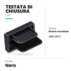 Ideal lux link testata di chiusura per binario monofase nera