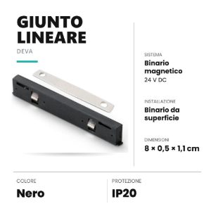 Ideal lux deva giunto lineare per binario magnetico da superficie nero