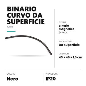 Ideal lux deva binario magnetico curvo da superficie 24v nero