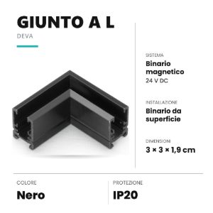 Ideal lux deva giunto a l per binario magnetico da superficie nero