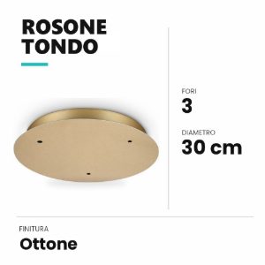 Ideal lux rosone tondo a 3 fori 30cm ottone