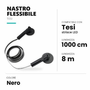 Ideal lux tesi nastro flessibile in acciaio da tendere 8mmx10m per strisce led nero