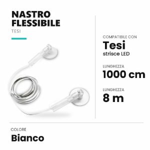 Ideal lux tesi nastro flessibile in acciaio da tendere 8mmx10m per strisce led bianco