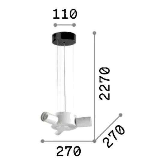 Ideal lux set up montatura per lampadario 3 luci e27 24cm ottone senza paralume