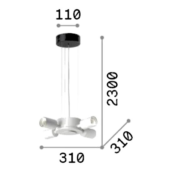 Ideal lux set up montatura per lampadario 4 luci e27 31cm ottone senza paralume