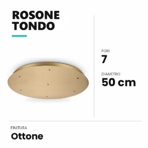 Ideal lux rosone tondo a 7 fori 50cm ottone