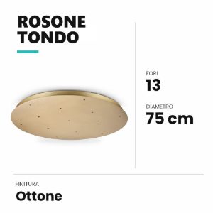 Ideal lux rosone tondo a 13 fori 75cm ottone