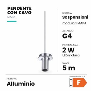 Ideal lux mapa pendente g4 cavo 5m per sospensioni modulari alluminio