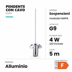 Ideal lux mapa pendente g9 cavo 5m per sospensioni modulari alluminio