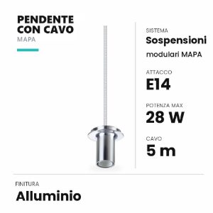Ideal lux mapa pendente e14 cavo 5m per sospensioni modulari alluminio