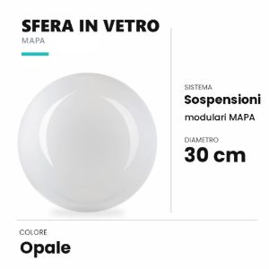 Ideal lux mapa sfera in vetro opale 30cm per sospensioni modulari