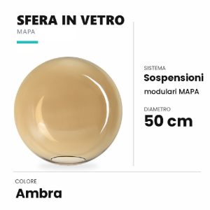 Ideal lux mapa sfera in vetro ambra 50cm per sospensioni modulari