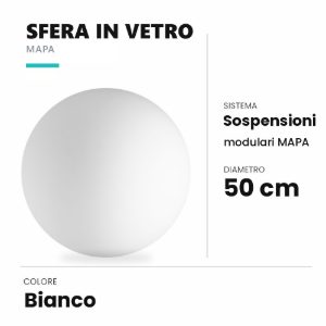 Ideal lux mapa sfera in vetro bianco 50cm per sospensioni modulari