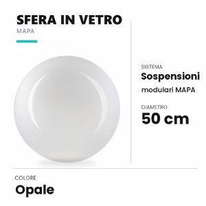 Ideal lux mapa sfera in vetro opale 50cm per sospensioni modulari