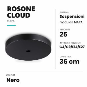 Ideal lux mapa rosone cloud per 25 pendenti g4/g9/e14/e27 36cm nero