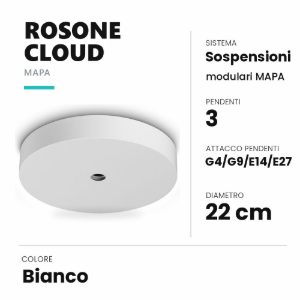 Ideal lux mapa rosone cloud per 3 pendenti g4/g9/e14/e27 22cm bianco