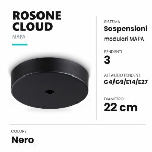 Ideal lux mapa rosone cloud per 3 pendenti g4/g9/e14/e27 22cm nero