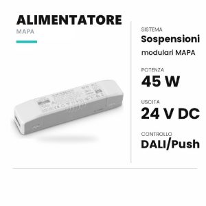 Ideal lux mapa alimentatore dimmerabile dali/push 45w 24v per rosoni led cloud e drop