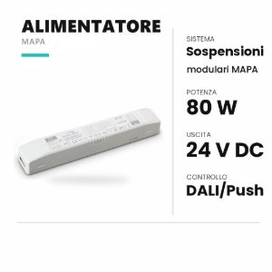 Ideal lux mapa alimentatore dimmerabile dali/push 80w 24v per rosoni led cloud e drop