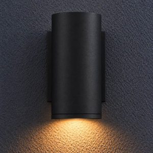 Applique da esterno ip44 nera cilindrica gu10