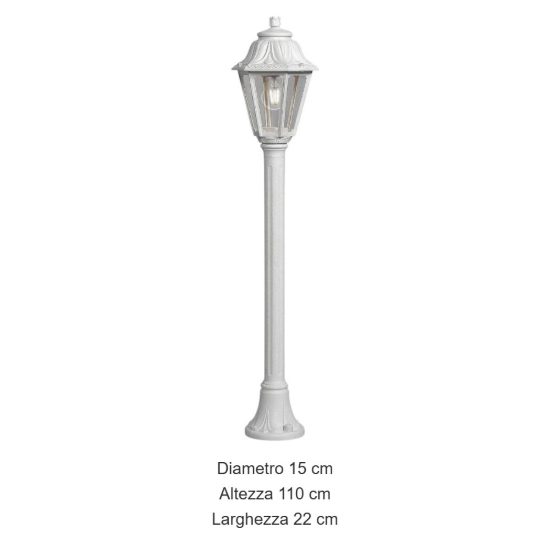 Lampione alto da giardino top light asti bianco ip55