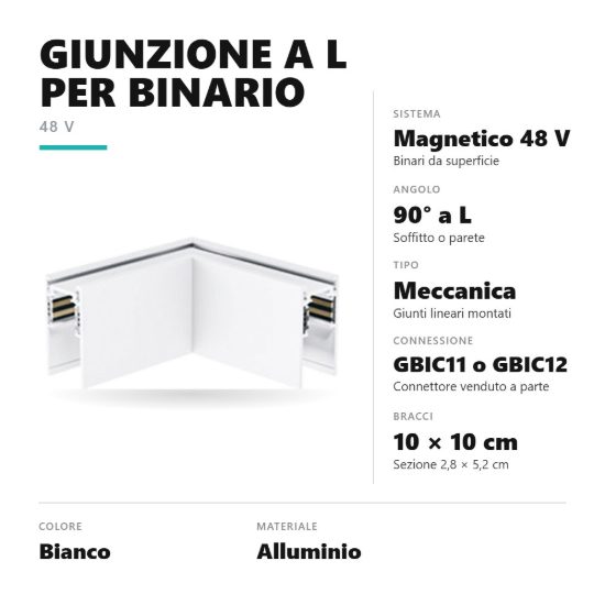 Gea luce gbigsb1 angolo soffitto-soffitto per binario magnetico 48v da superficie bianco