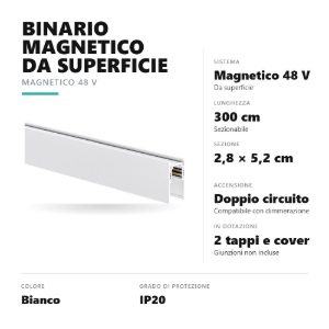 Gea luce gbin10 binario magnetico 48v da superficie 3 m bianco