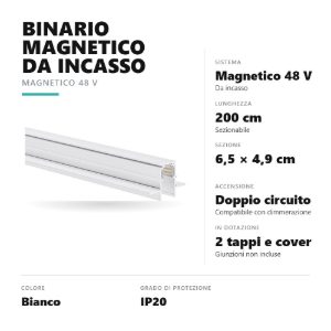Gea luce gbin20 binario magnetico 48v da incasso 2 m bianco
