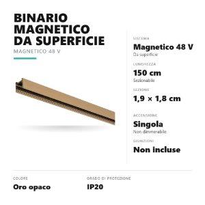 Gea luce gbin40 binario magnetico 48v da superficie 1,5 m oro