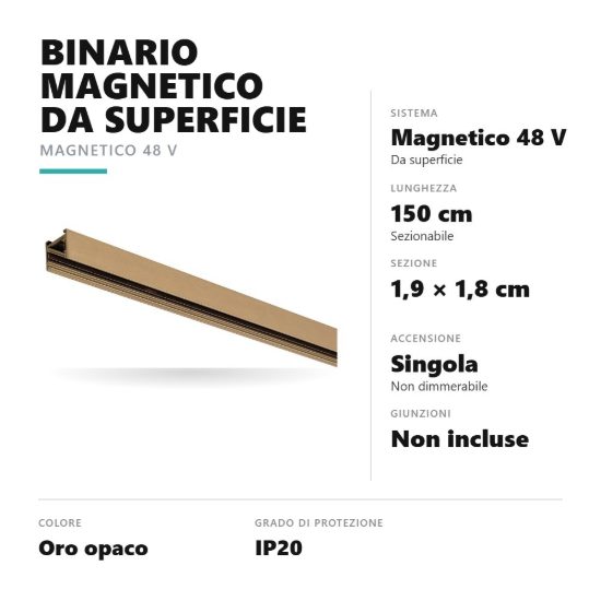 Gea luce gbin40 binario magnetico 48v da superficie 1,5 m oro