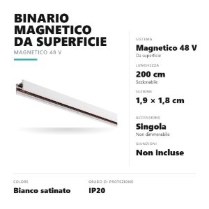 Gea luce gbin40 binario magnetico 48v da superficie 2 m bianco satinato