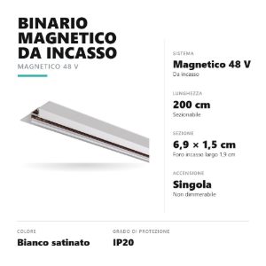 Gea luce gbin50 binario magnetico 48v da incasso 2 m bianco satinato