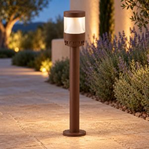 Gea luce ges2360 testapalo da giardino con fascia luminosa marrone led 12-20w cct 3000-5000k ip65