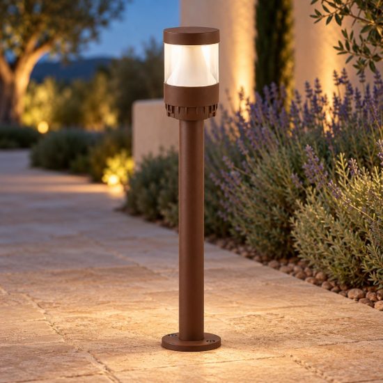 Gea luce ges2360 testapalo da giardino con fascia luminosa marrone led 12-20w cct 3000-5000k ip65