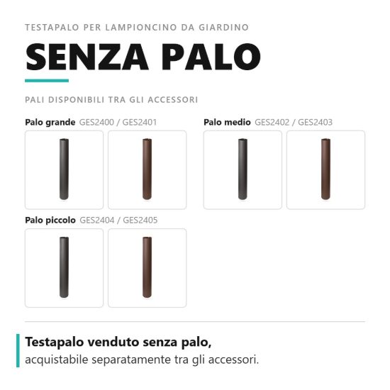 Gea luce ges2360 testapalo da giardino con fascia luminosa marrone led 12-20w cct 3000-5000k ip65