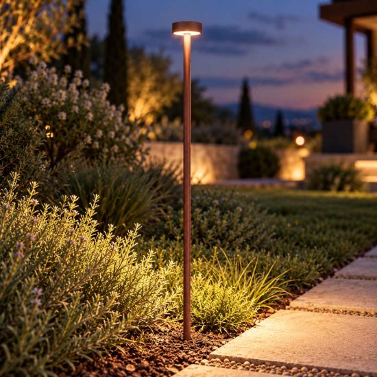 Gea luce ges2420 lampioncino da giardino paletto medio a disco marrone scuro led 1,5w 3000k ip65