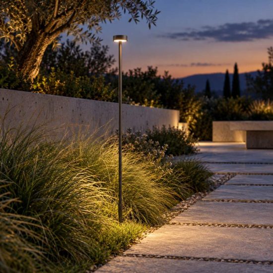 Gea luce ges2420 lampione da giardino paletto a disco antracite led 1,5w 3000k ip65