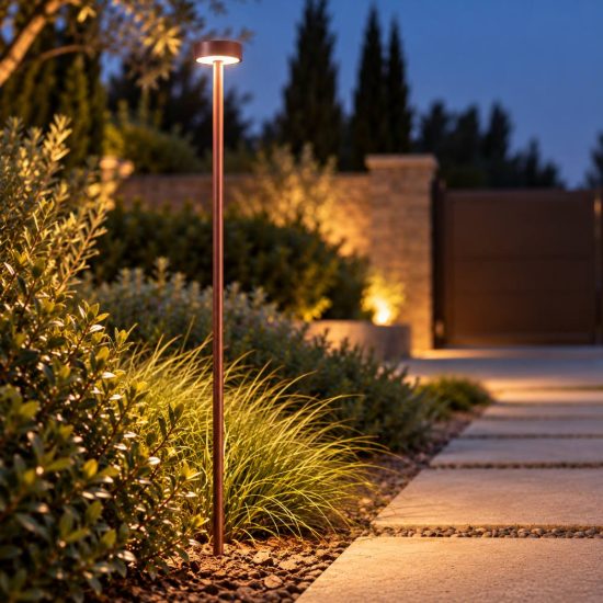 Gea luce ges2420 lampione da giardino paletto a disco marrone scuro led 1,5w 3000k ip65