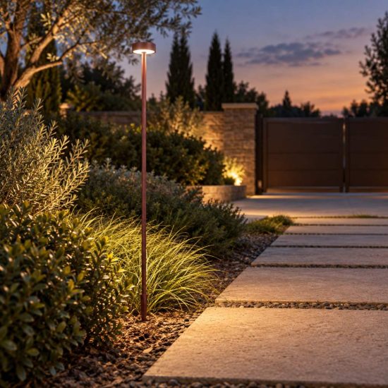 Gea luce ges2420 lampione da giardino paletto a disco marrone scuro led 1,5w 3000k ip65