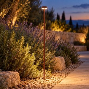 Gea luce ges2420 lampione da giardino paletto a disco marrone scuro led 1,5w 4000k ip65