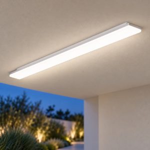 Gea luce gpl421 plafoniera da esterno lineare bianca microprismatica led 28-40w cct 3000-6000k