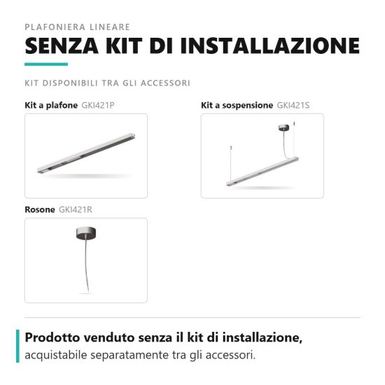 Gea luce gpl421 plafoniera da esterno lineare bianca microprismatica led 28-40w cct 3000-6000k