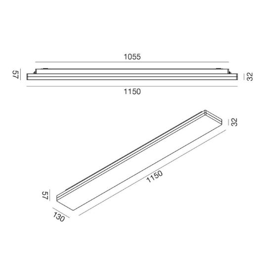 Gea luce gpl421 plafoniera da esterno lineare bianca microprismatica led 28-40w cct 3000-6000k