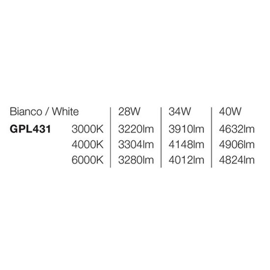 Gea luce gpl421 plafoniera da esterno lineare bianca antiabbagliante led 28-40w cct 3000-6000k