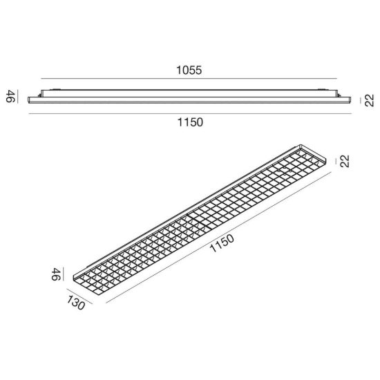 Gea luce gpl421 plafoniera da esterno lineare bianca antiabbagliante led 28-40w cct 3000-6000k