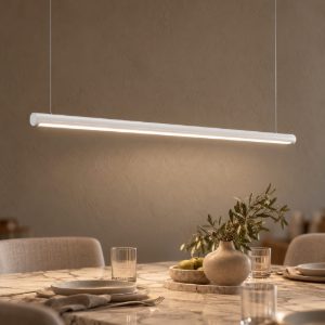 Gea luce gso120c lampadario a barra lineare a sezione tonda bianco satinato led 40w 3000k