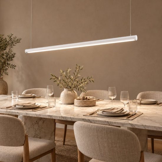 Gea luce gso120c lampadario a barra lineare a sezione tonda bianco satinato led 40w 3000k