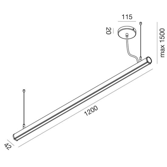 Gea luce gso120c lampadario a barra lineare a sezione tonda bianco satinato led 40w 3000k