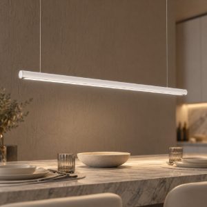 Gea luce gso120c lampadario a barra lineare a sezione tonda bianco satinato led 40w 4000k